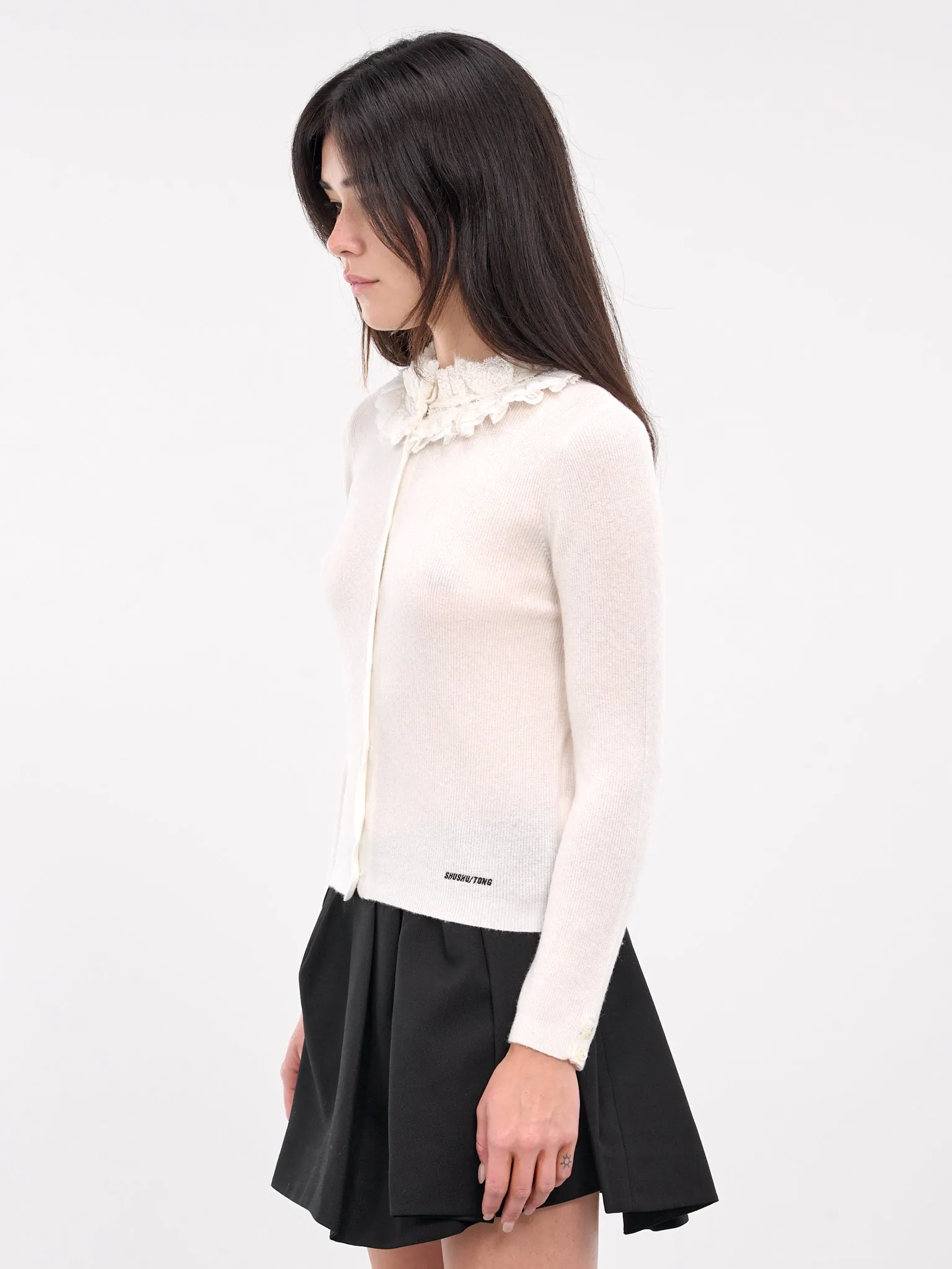 Collar Embellished Cardigan (TO21-RTI068-WHITE)