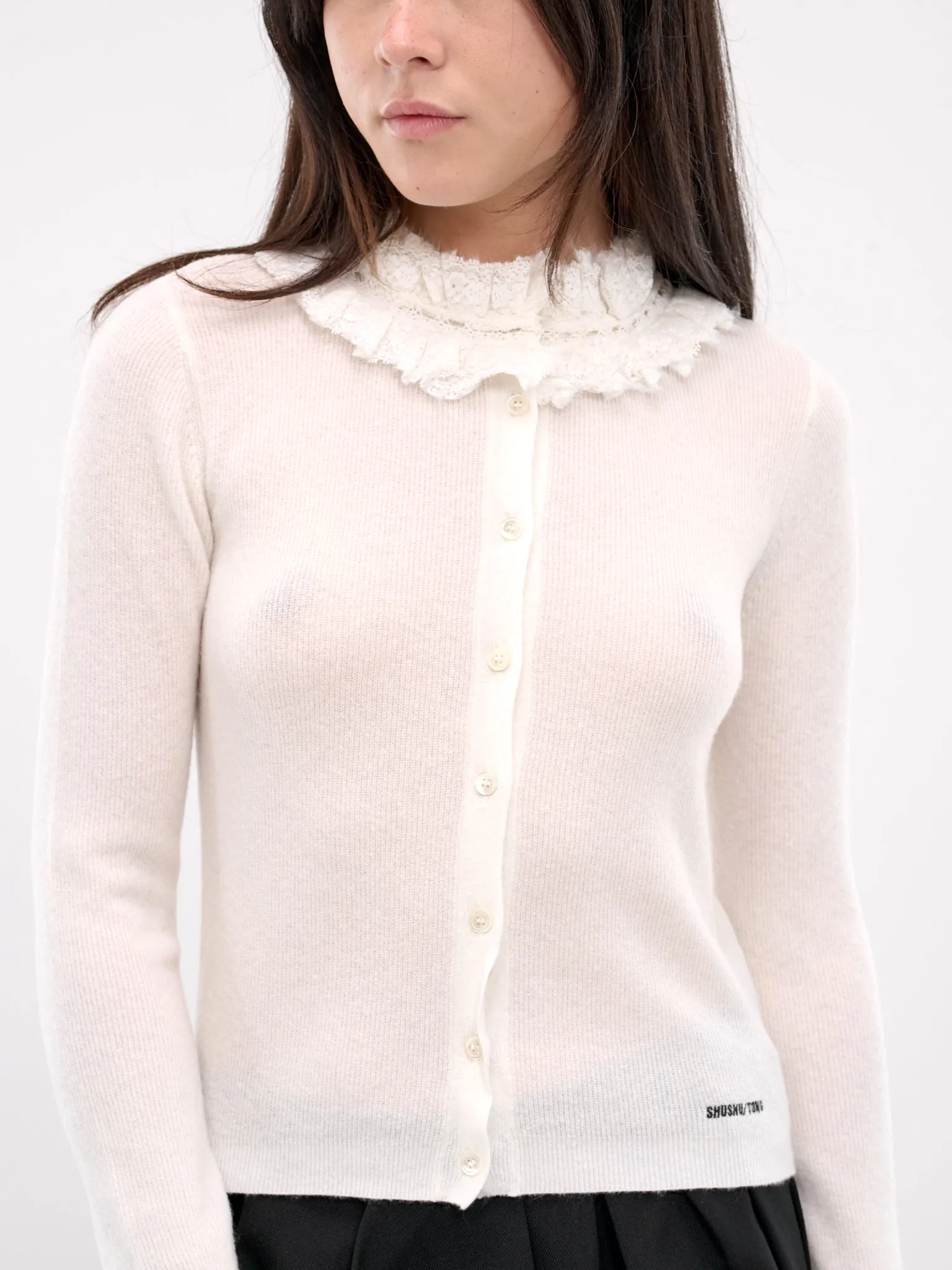 Collar Embellished Cardigan (TO21-RTI068-WHITE)