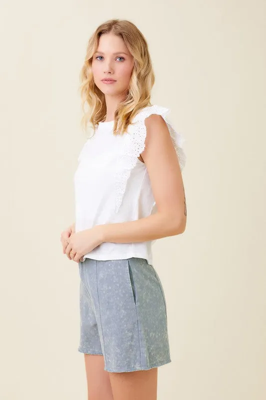 Cotton Slub With Lace Detail Tank Top