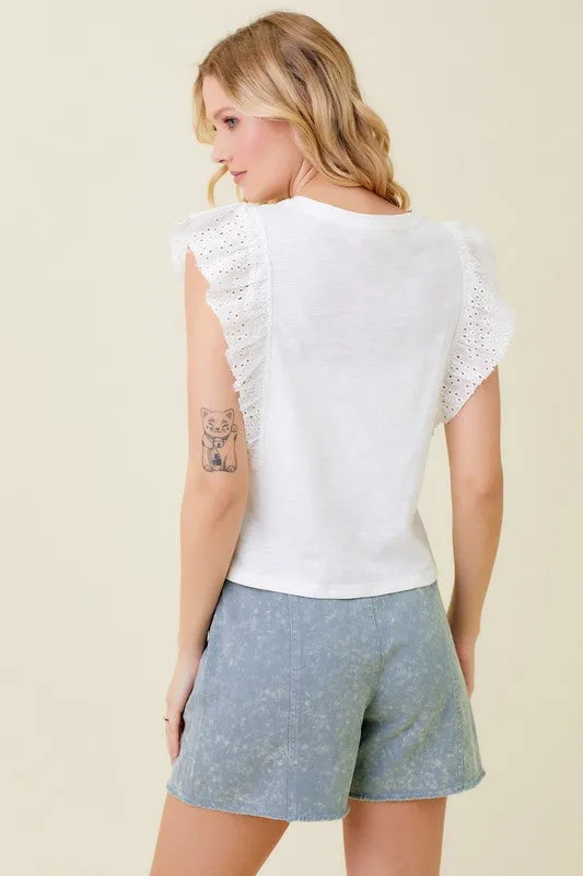 Cotton Slub With Lace Detail Tank Top