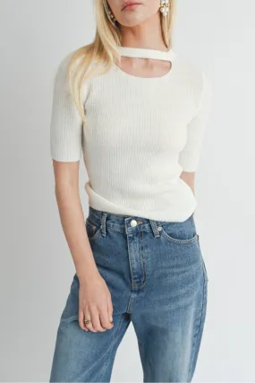 CUTOUT SHORT SLEEVE SWEATER