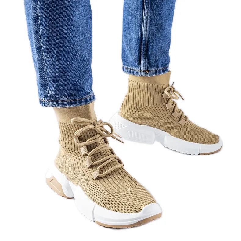 Dark beige Sanschagrin high-top sneakers