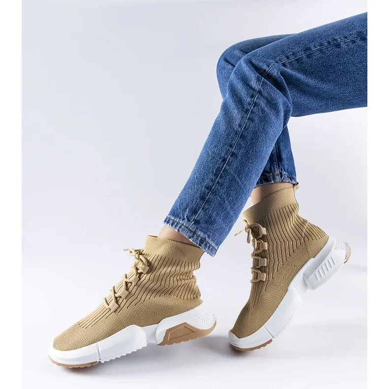 Dark beige Sanschagrin high-top sneakers