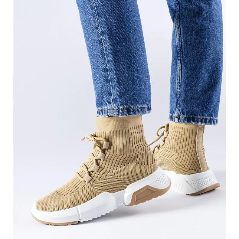 Dark beige Sanschagrin high-top sneakers