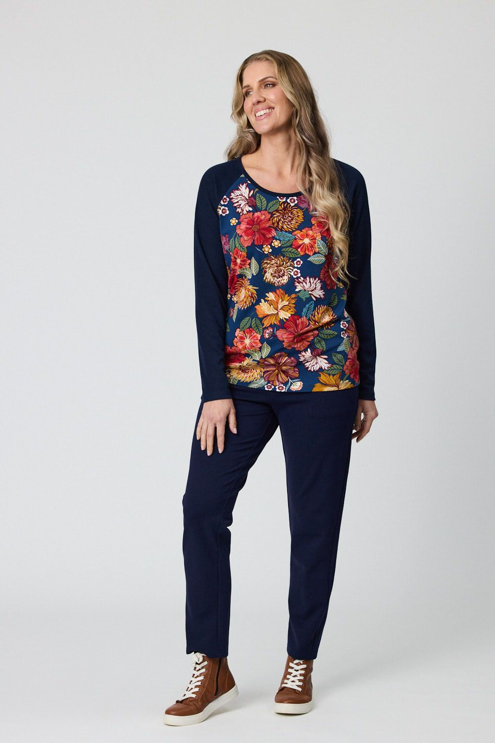 Democracy  Alice Print Front Top - Navy