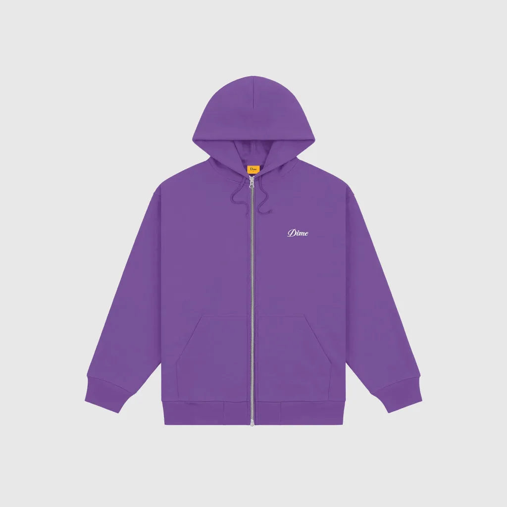 Dime Cursive Small Zip Hoodie - Deep Purple