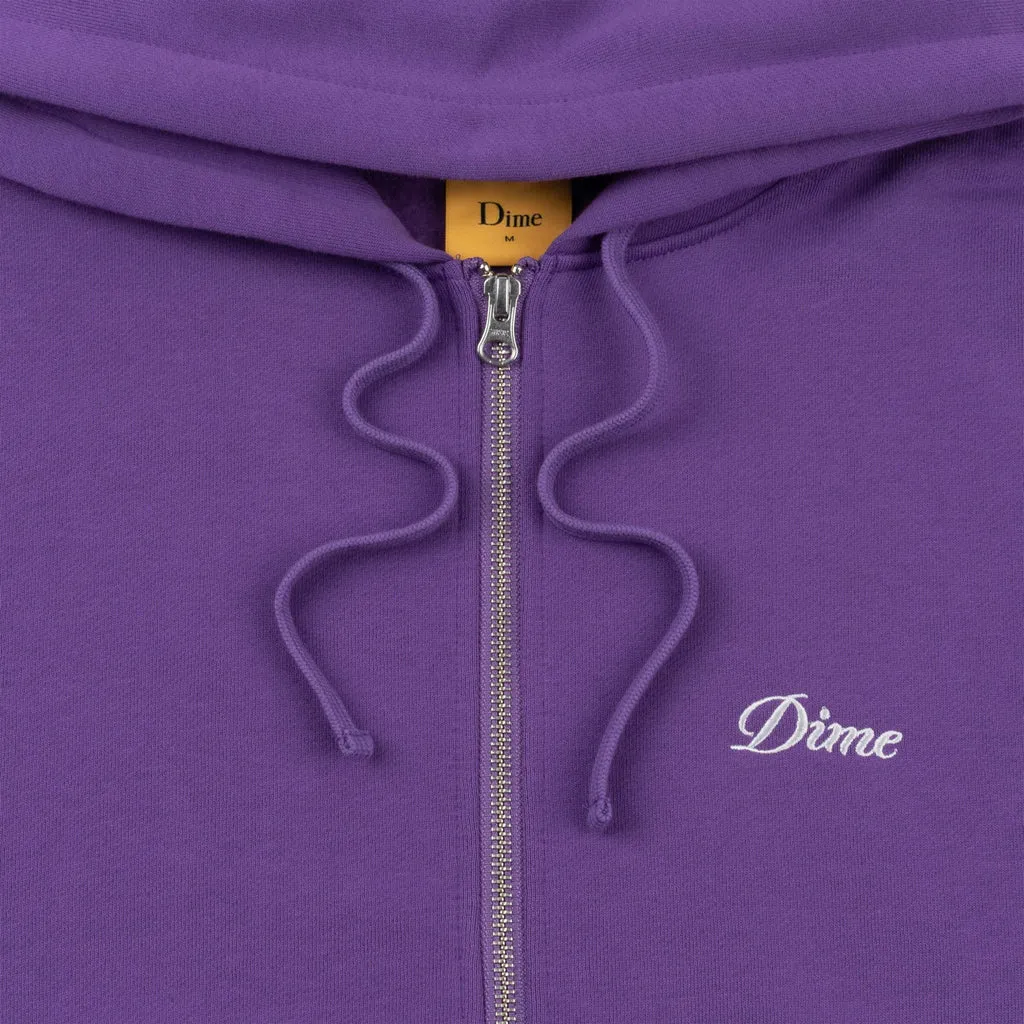 Dime Cursive Small Zip Hoodie - Deep Purple