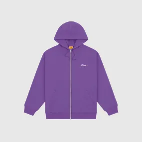 Dime Cursive Small Zip Hoodie - Deep Purple