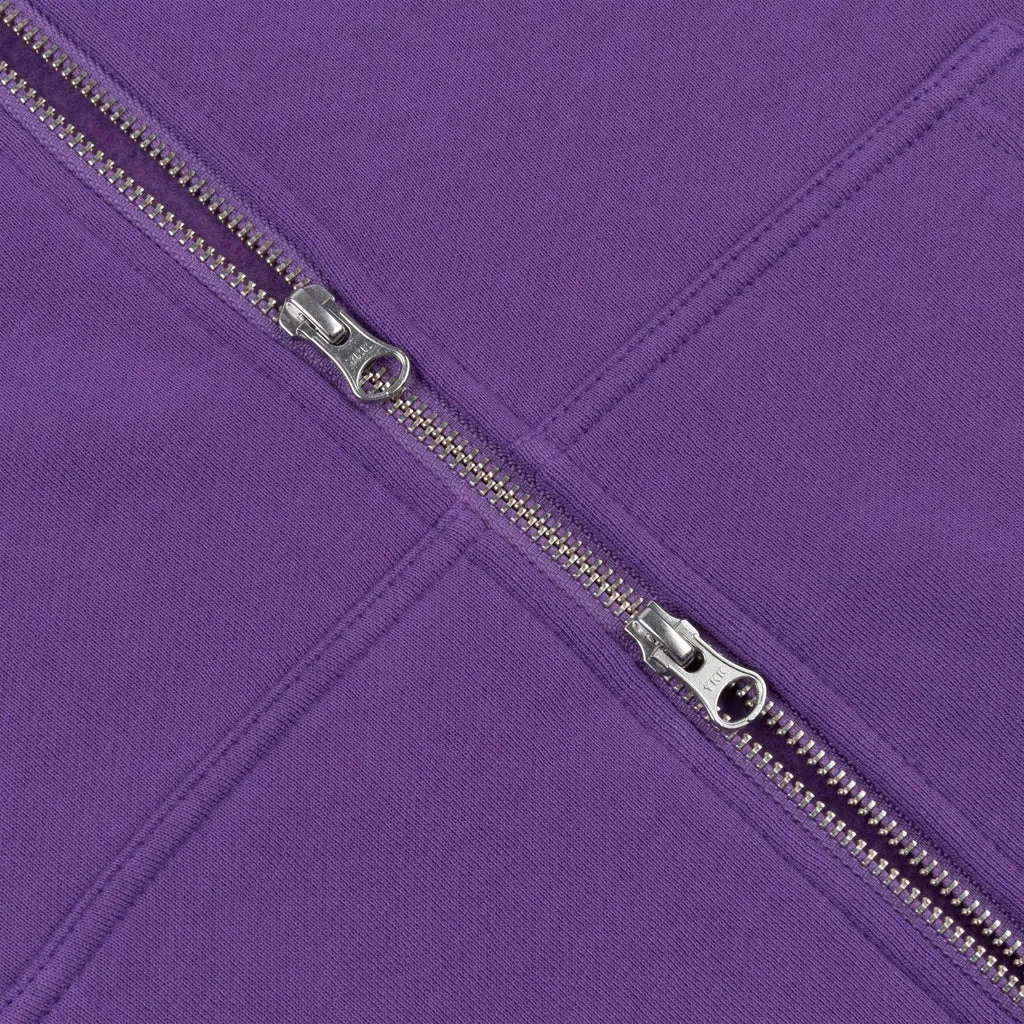 Dime Cursive Small Zip Hoodie - Deep Purple