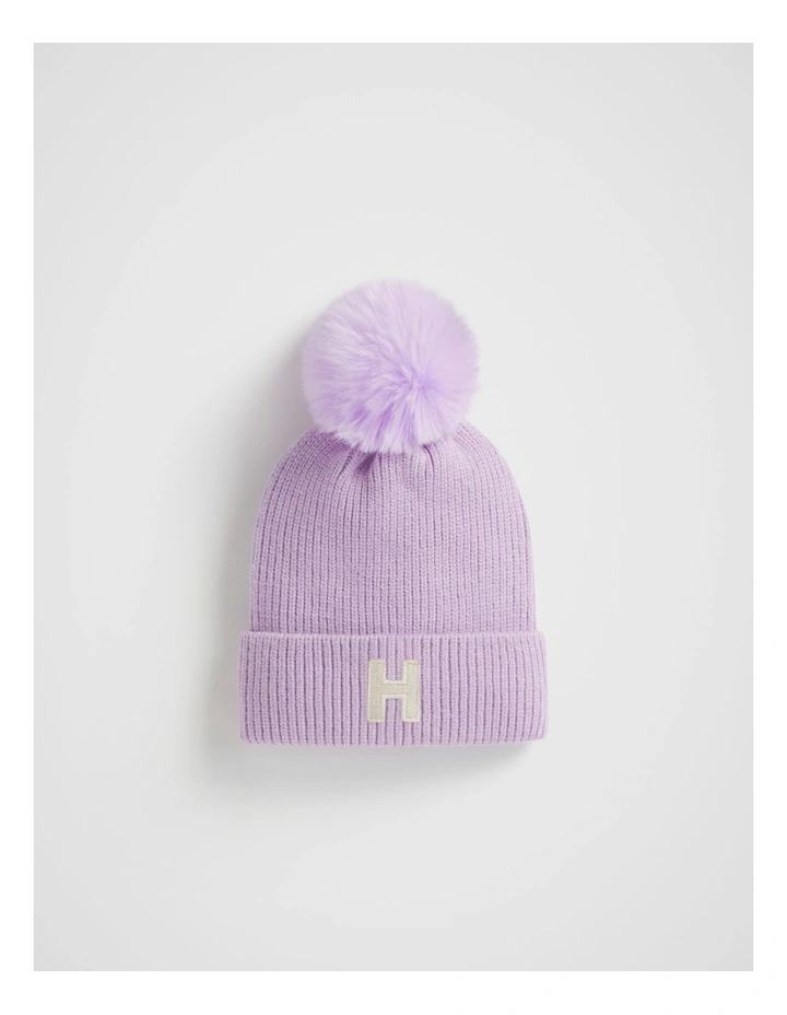 Embroidered Initial Beanie in Multi