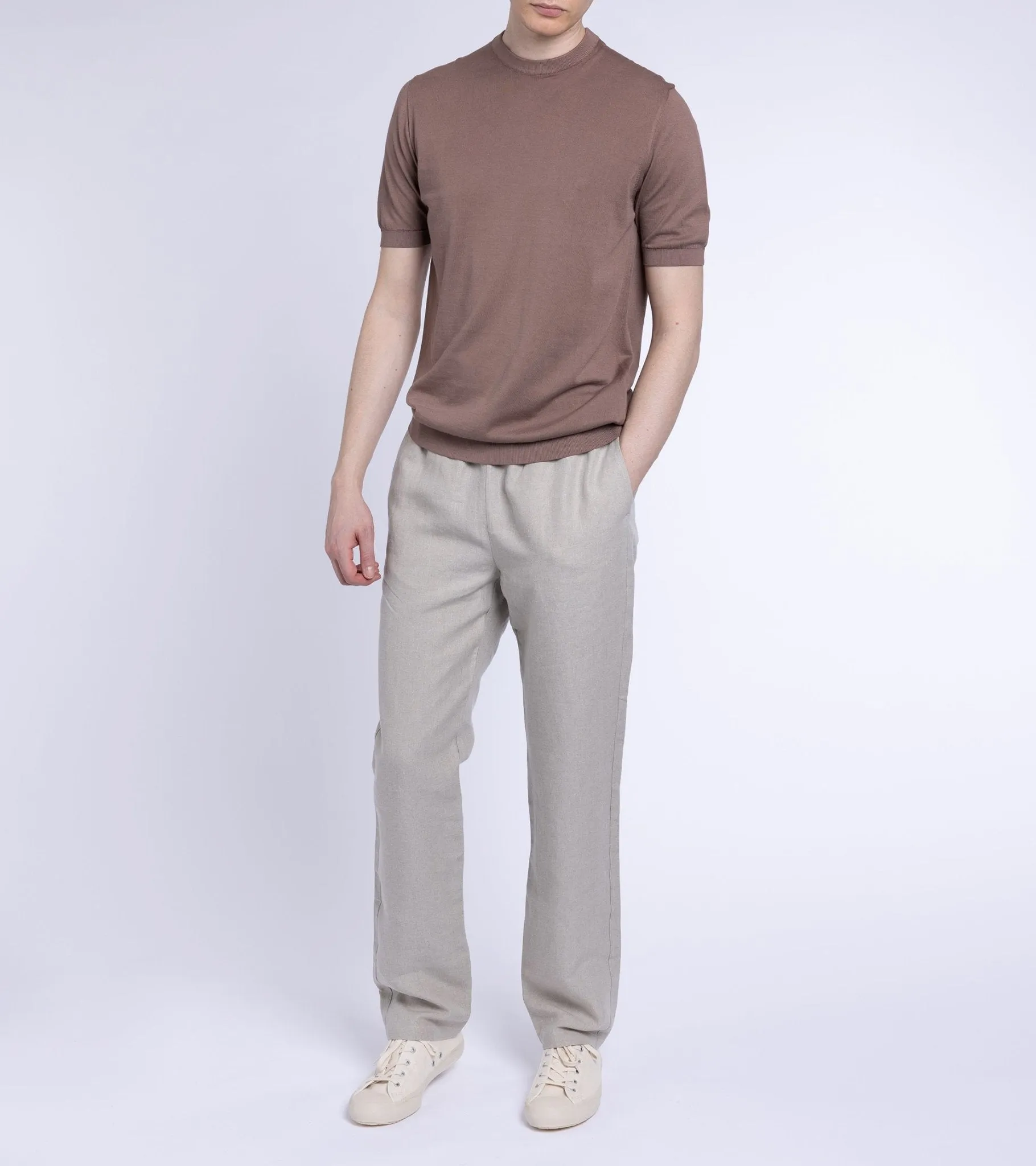 Fedeli Cotton Knitted T-Shirt: Terracotta