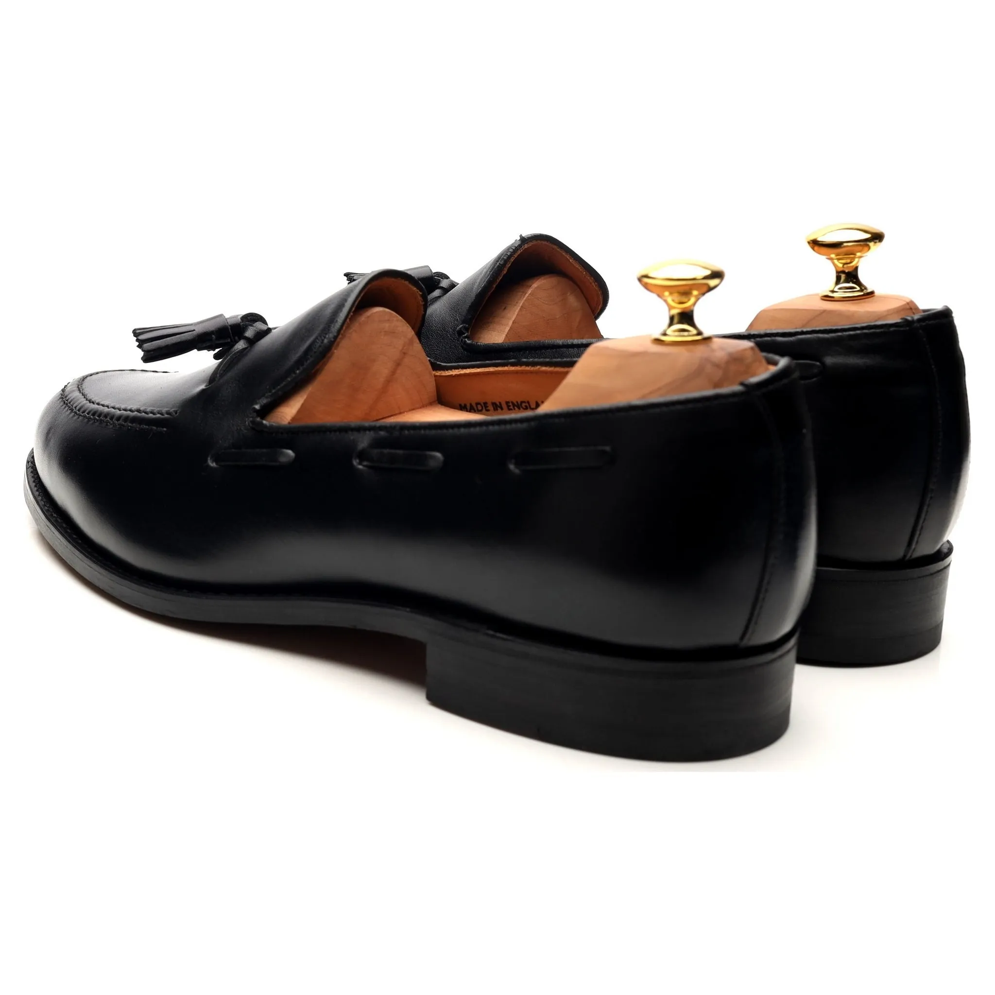 'Finchley' Black Leather Tassel Loafers UK 11 F