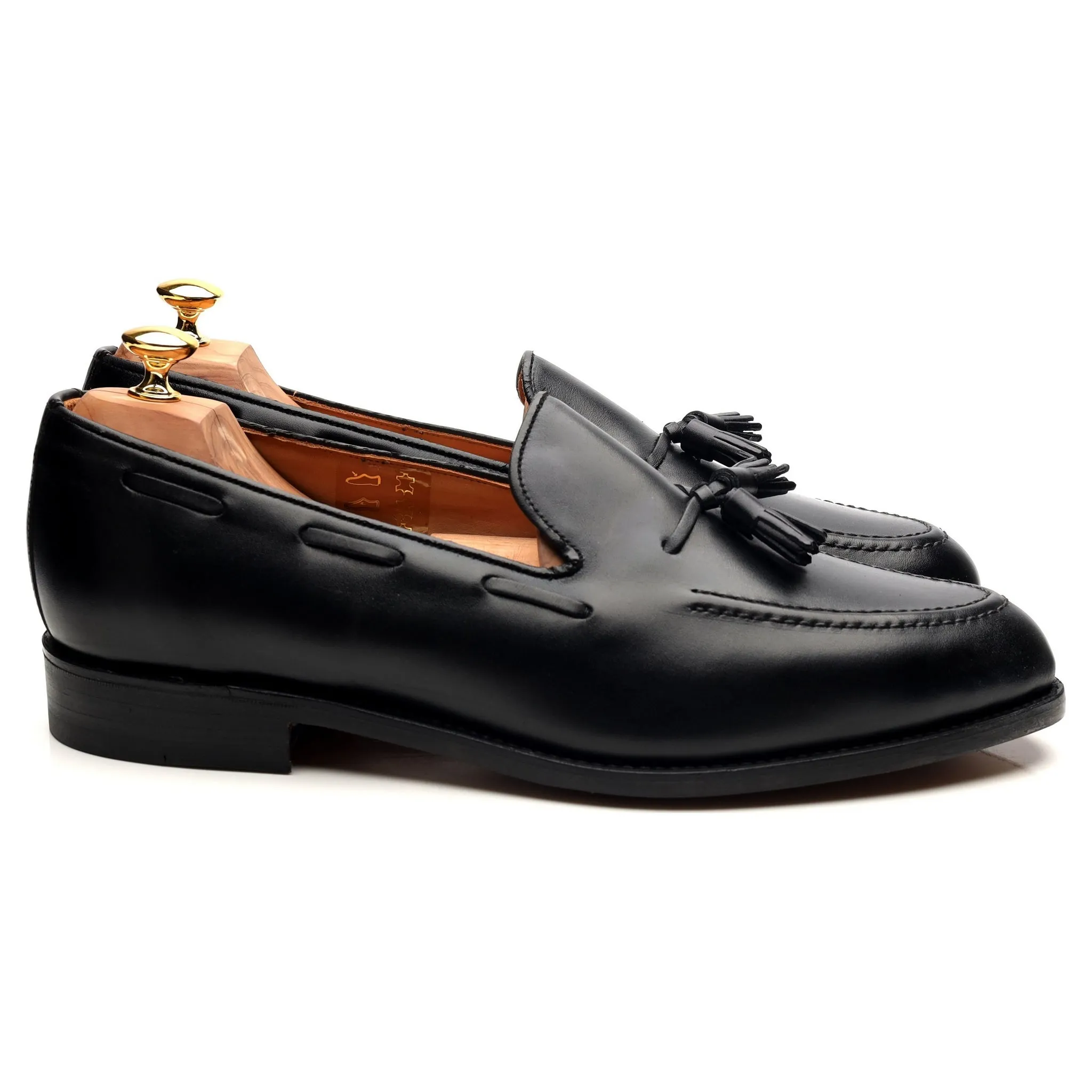 'Finchley' Black Leather Tassel Loafers UK 11 F