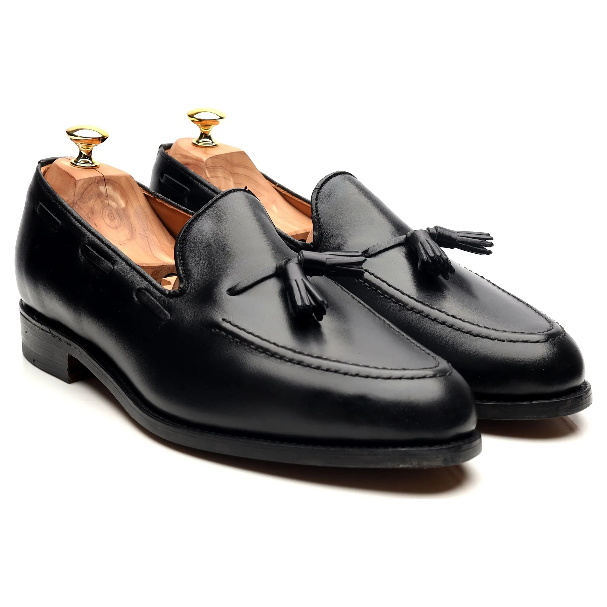 'Finchley' Black Leather Tassel Loafers UK 11 F