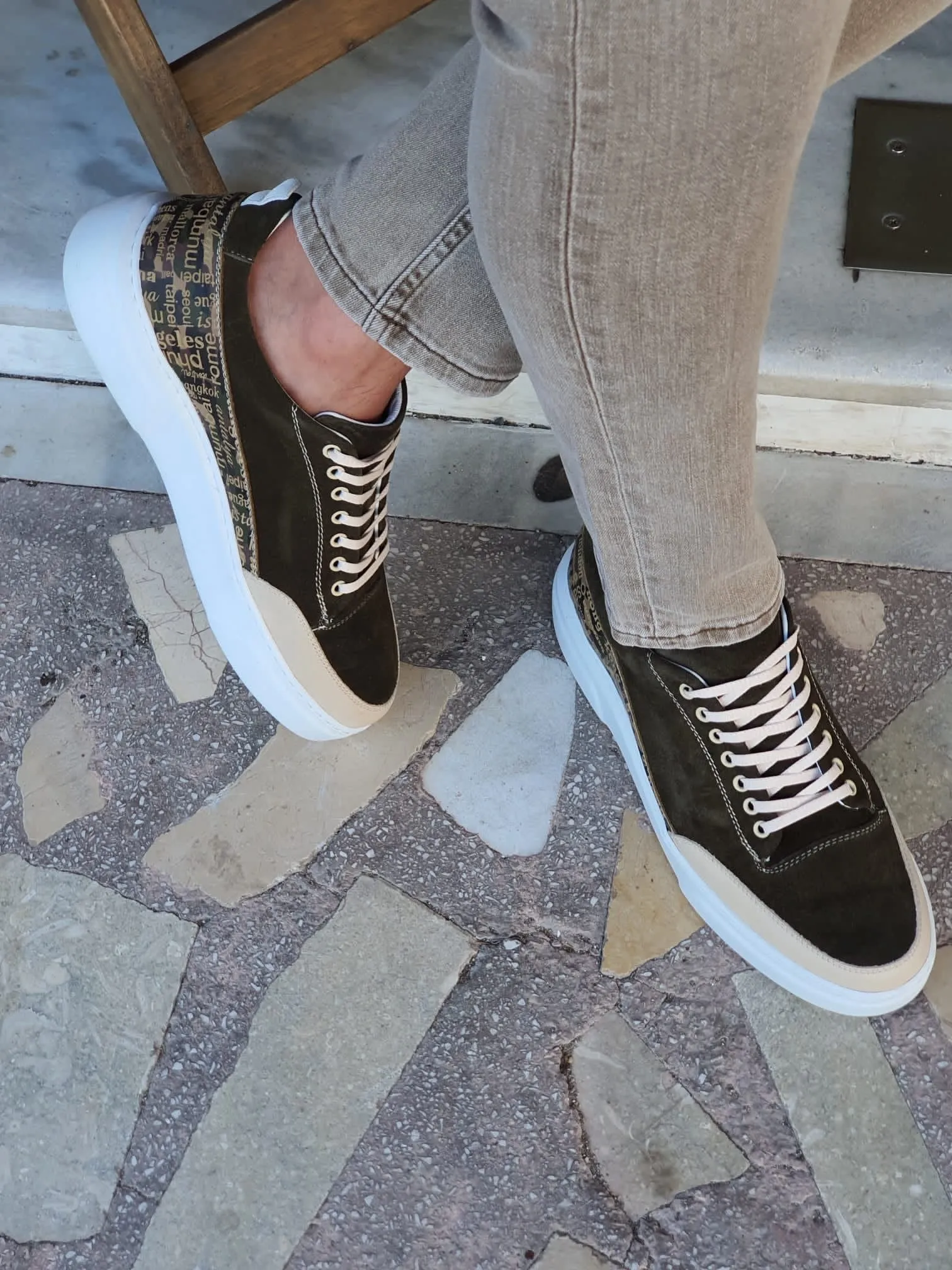 Forenzax Khaki High-Top Suede Sneakers