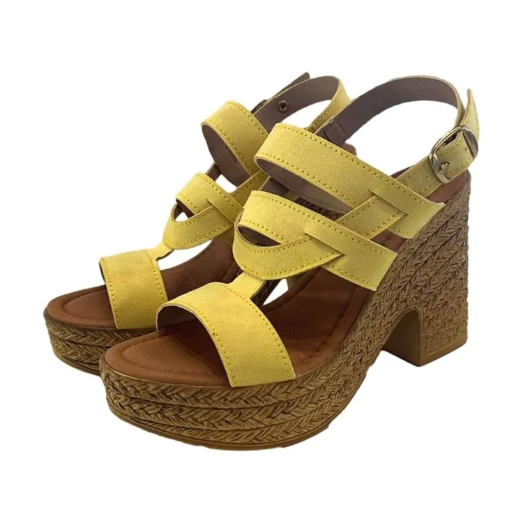 Gallo Shoes 503 Sandali Donna Tacco Alta Con Cinturino Giallo