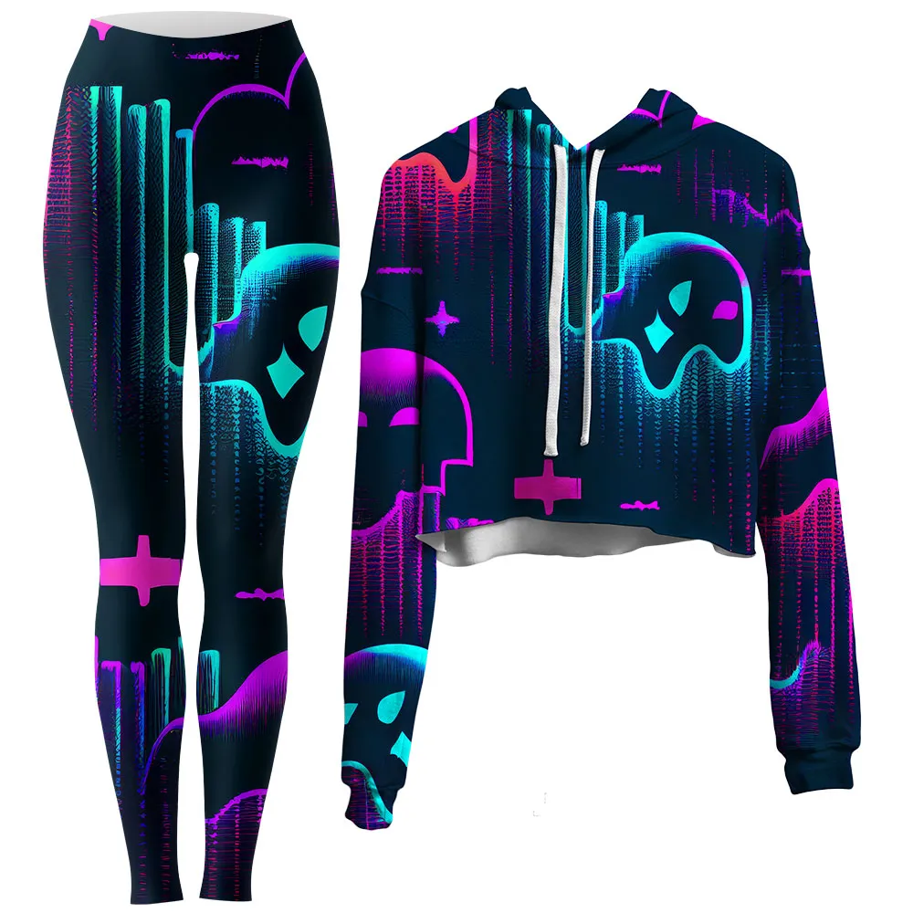 Ghost Melt Crop Hoodie and Leggings Combo