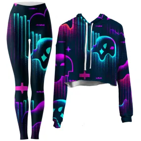 Ghost Melt Crop Hoodie and Leggings Combo