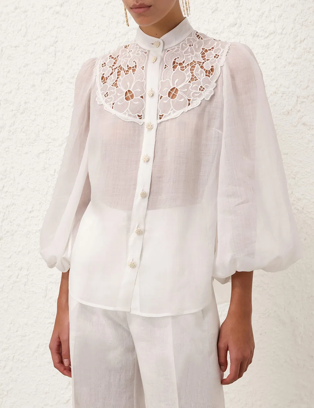 Golden Embroidered Yoke Blouse