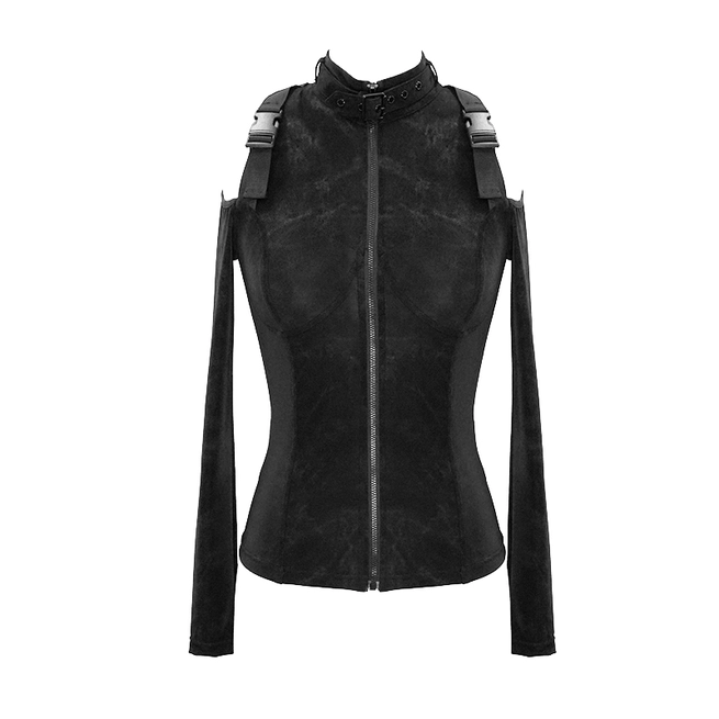 Gothic Women's Cold-shoulder Zip-up Jacket