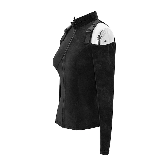 Gothic Women's Cold-shoulder Zip-up Jacket