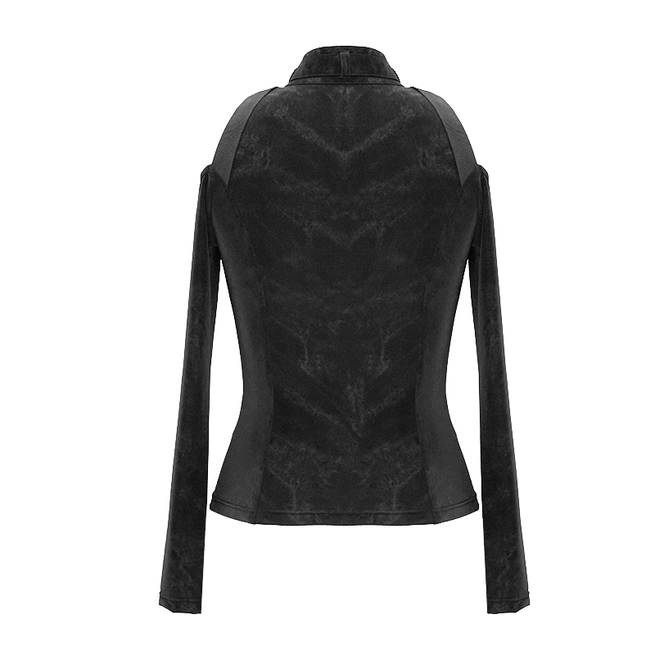 Gothic Women's Cold-shoulder Zip-up Jacket