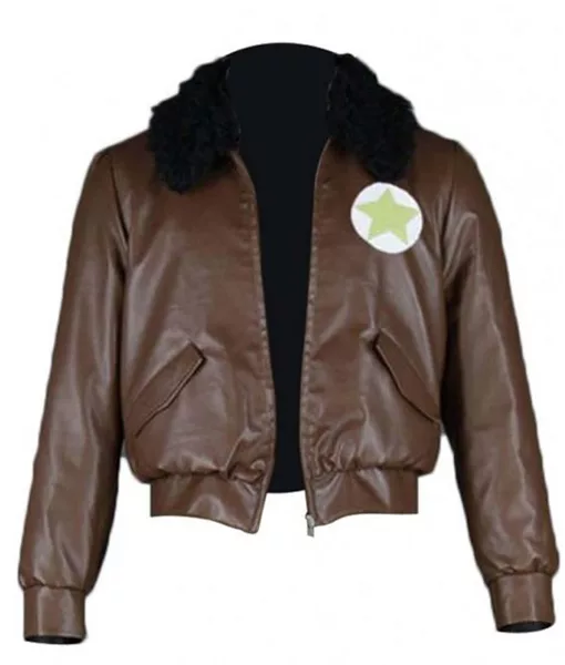 Hetalia America Alfred FJones Brown Fur Collar Jacket - TheLeatherCity