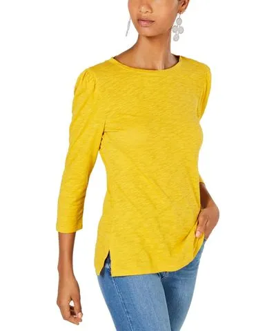 I.N.C. International Concepts Womens Puff Sleeves Slub Top