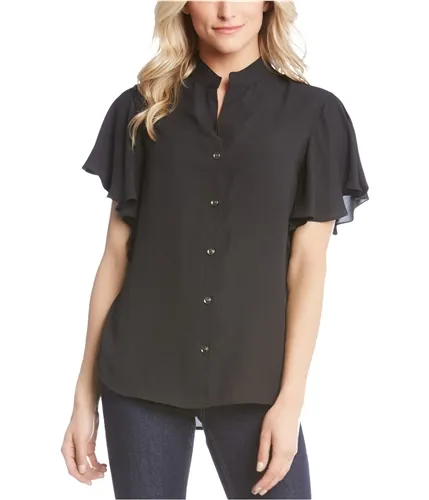 Karen Kane Womens Ruffle Sleeve Button Down Blouse