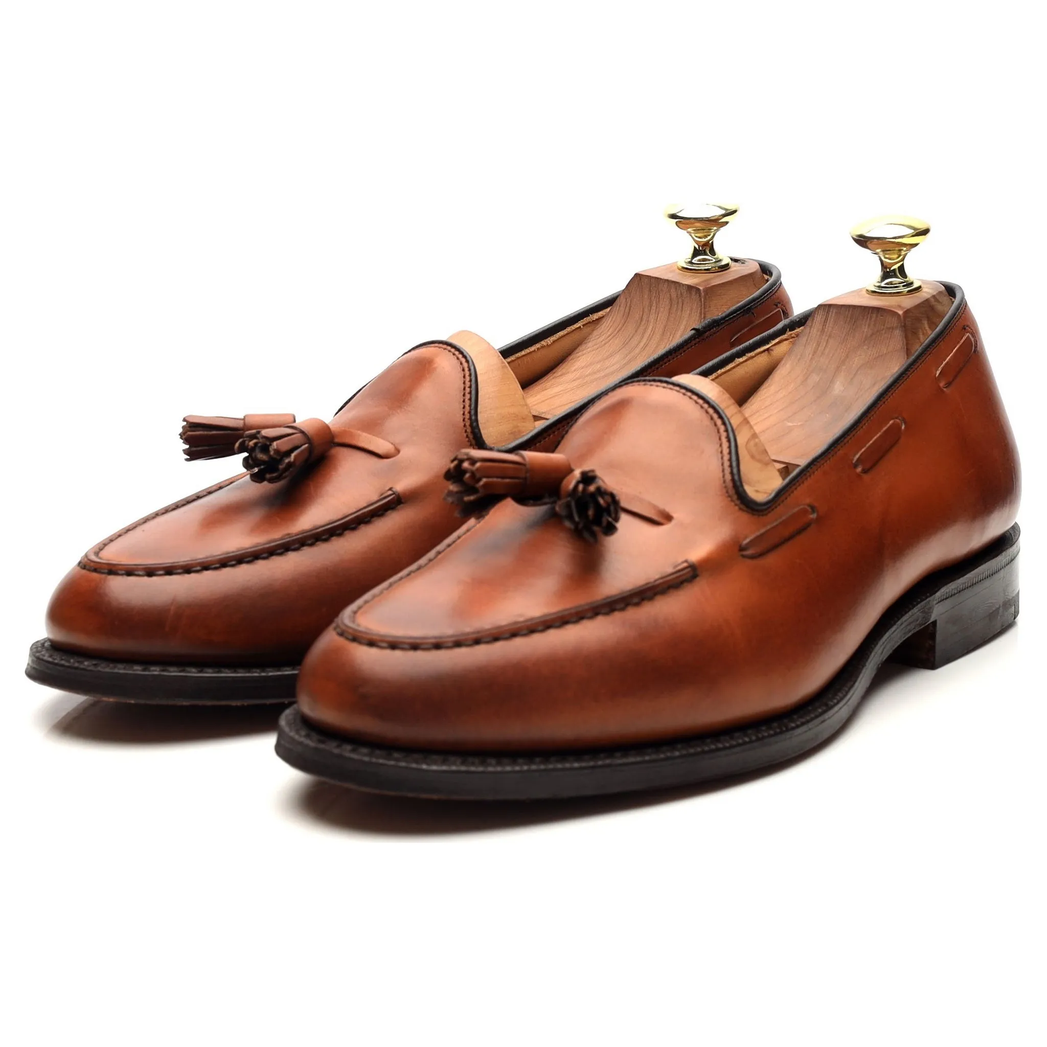 'Keats ll' Tan Brown Leather Tassel Loafers UK 7.5 F