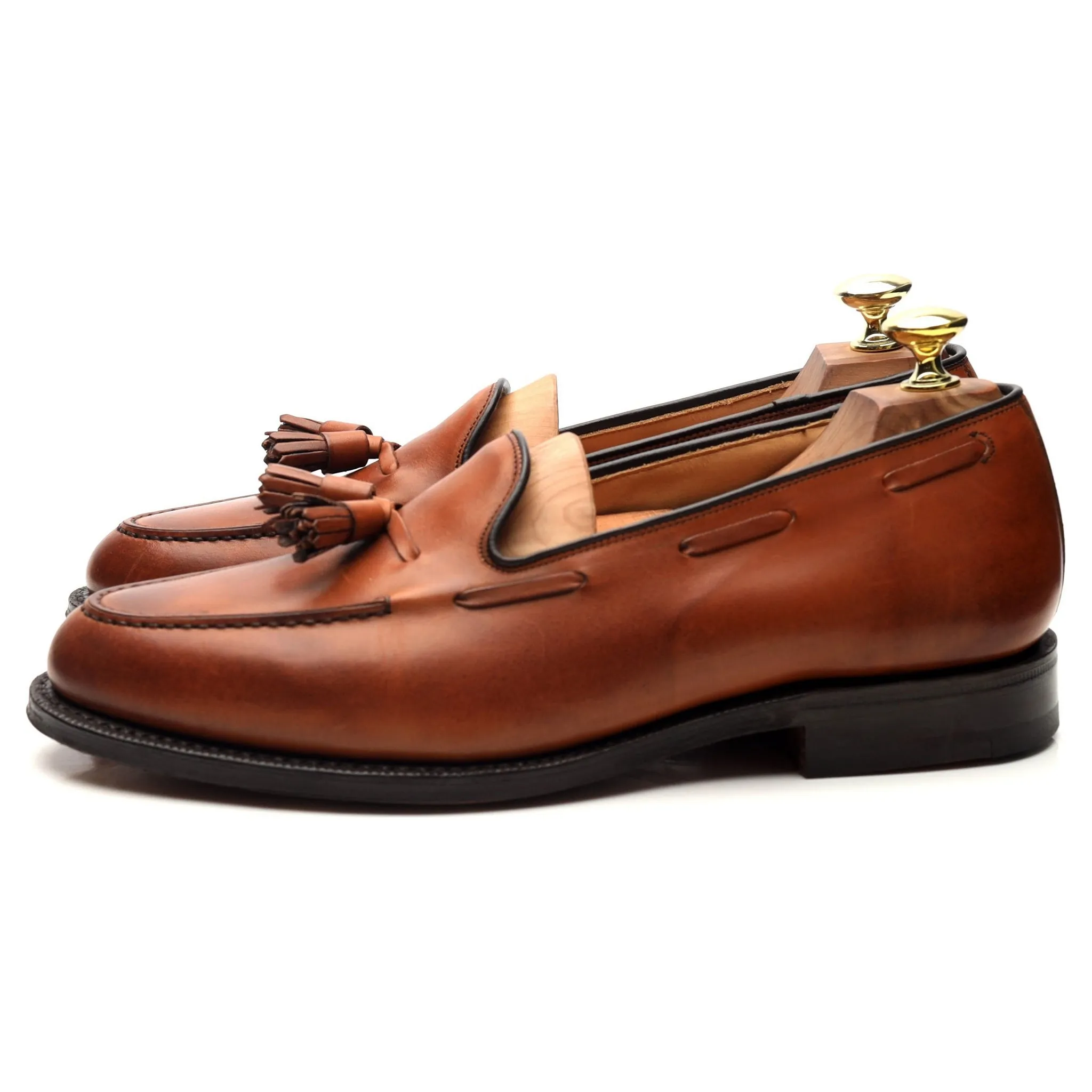 'Keats ll' Tan Brown Leather Tassel Loafers UK 7.5 F