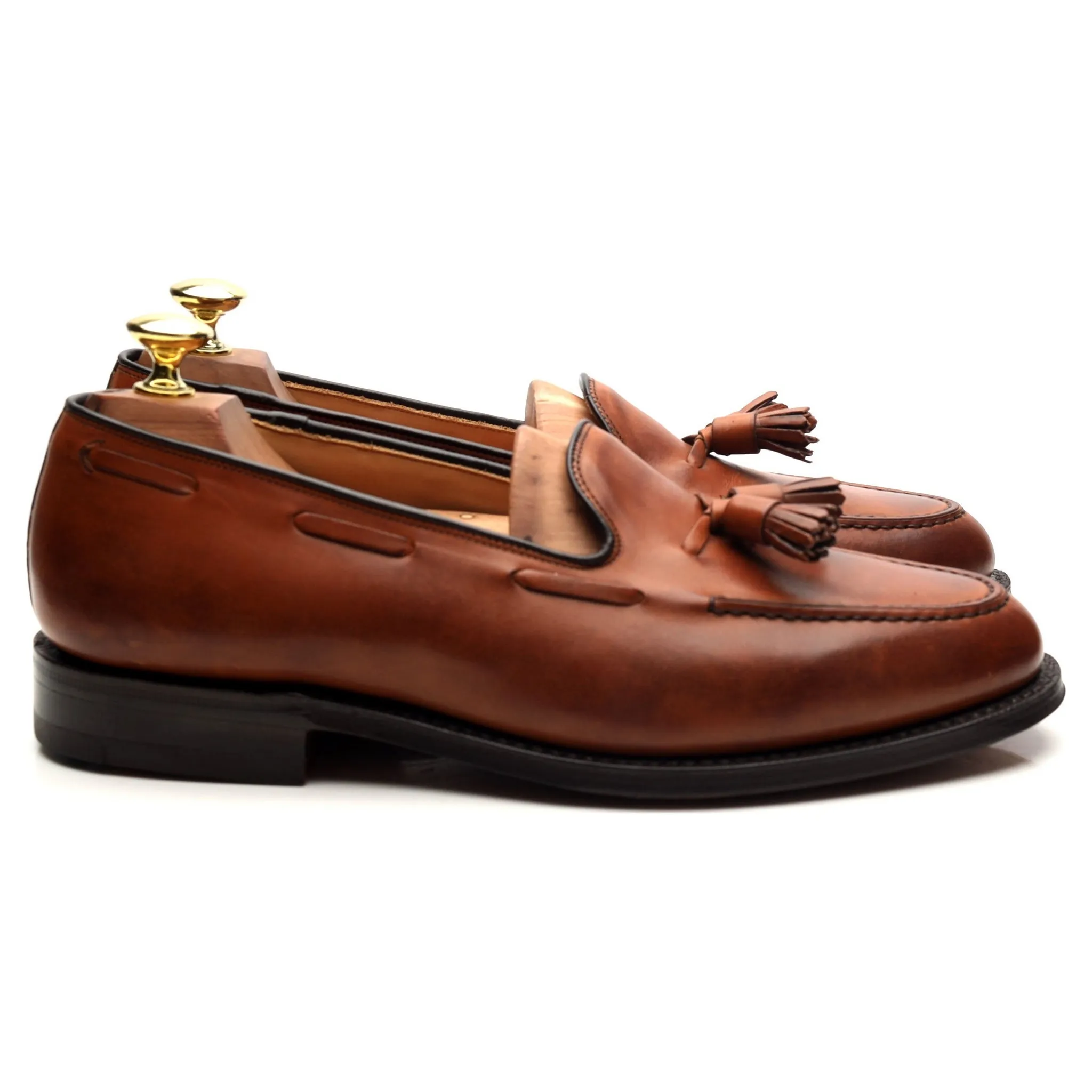 'Keats ll' Tan Brown Leather Tassel Loafers UK 7.5 F