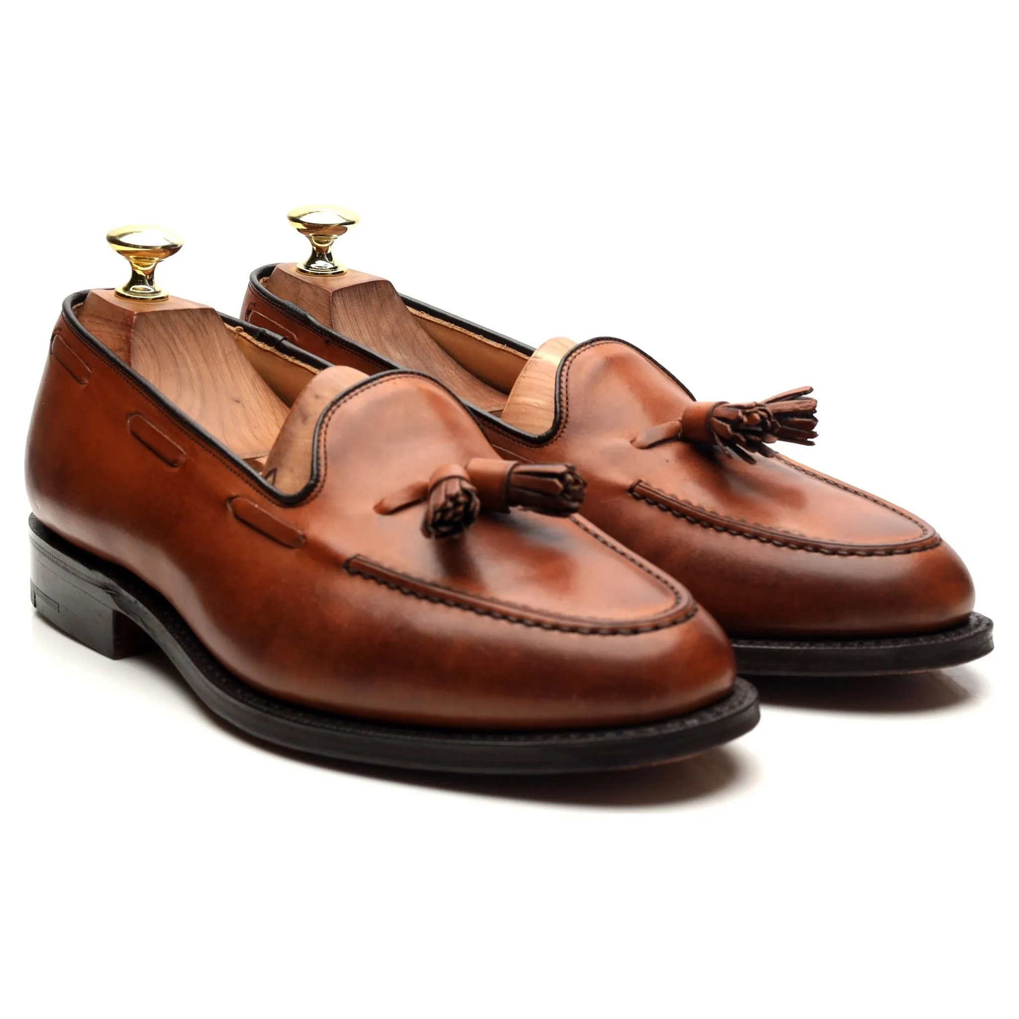 'Keats ll' Tan Brown Leather Tassel Loafers UK 7.5 F