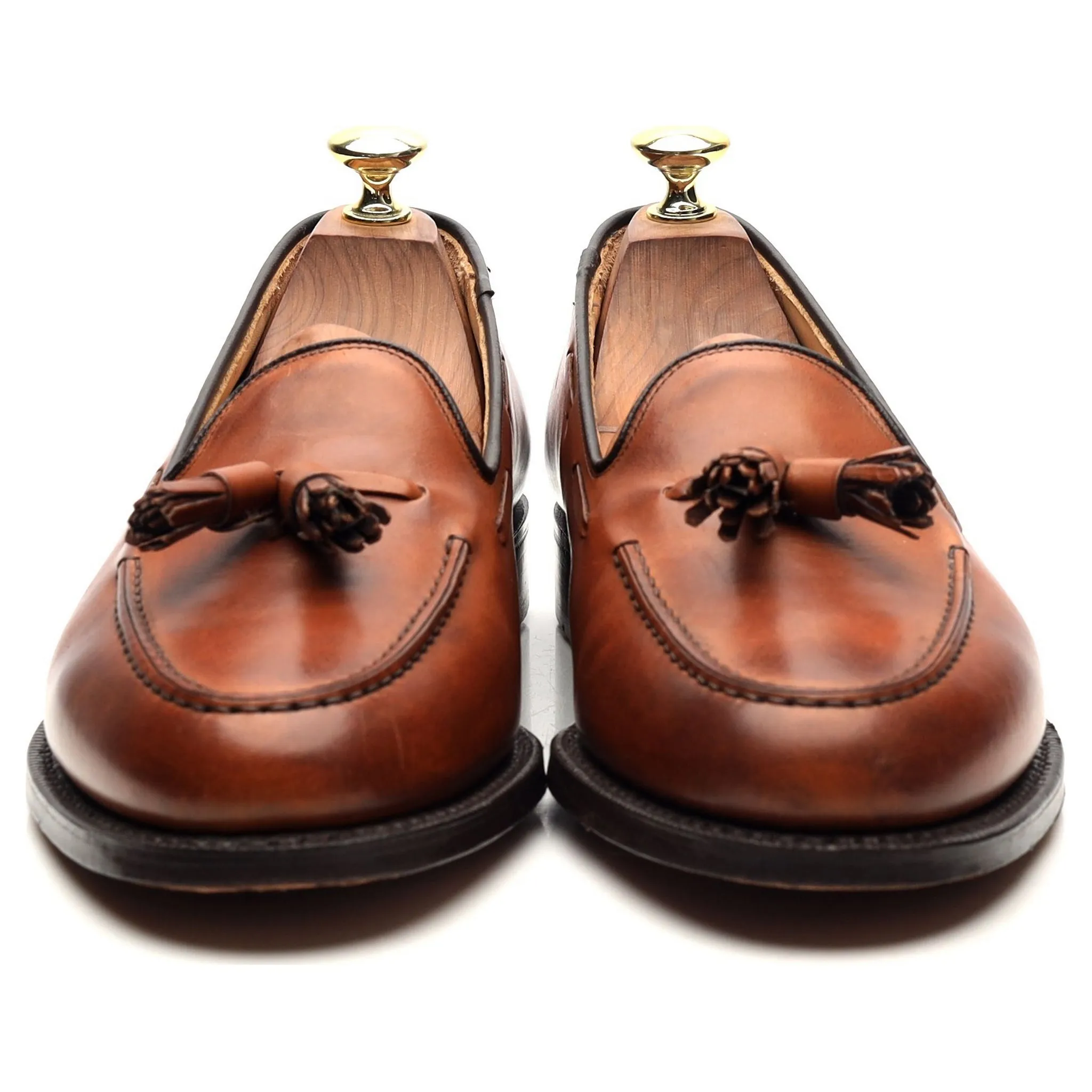 'Keats ll' Tan Brown Leather Tassel Loafers UK 7.5 F