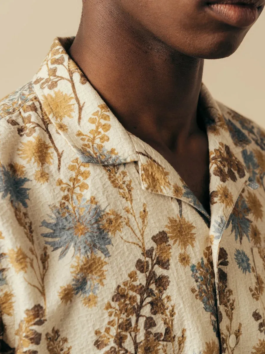 KESTIN CRAMMOND SHIRT IN ECRU THISTLE PRINT