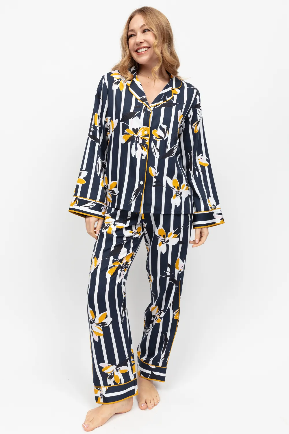 Knightsbridge Floral Stripe Print Pyjama Set