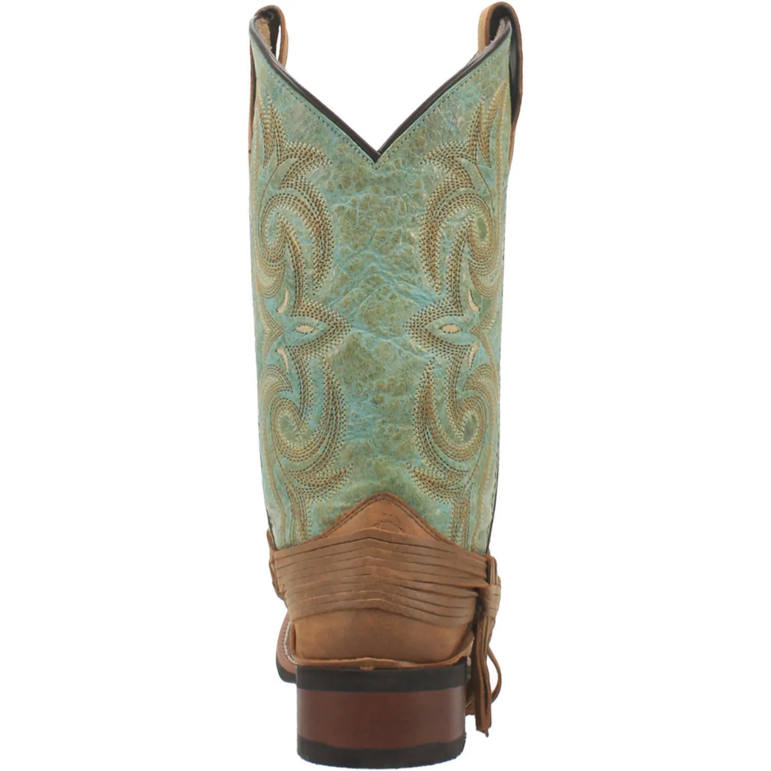 Laredo Ladies Sadie Tan and Turquoise Square Toe Boots 5847