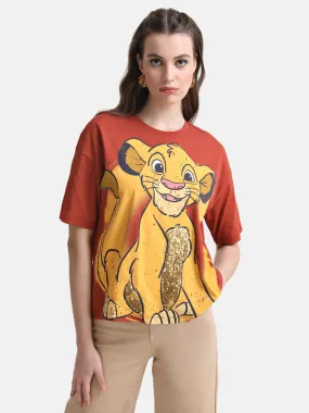 Lion King Graphic Print T-Shirt With Sequin