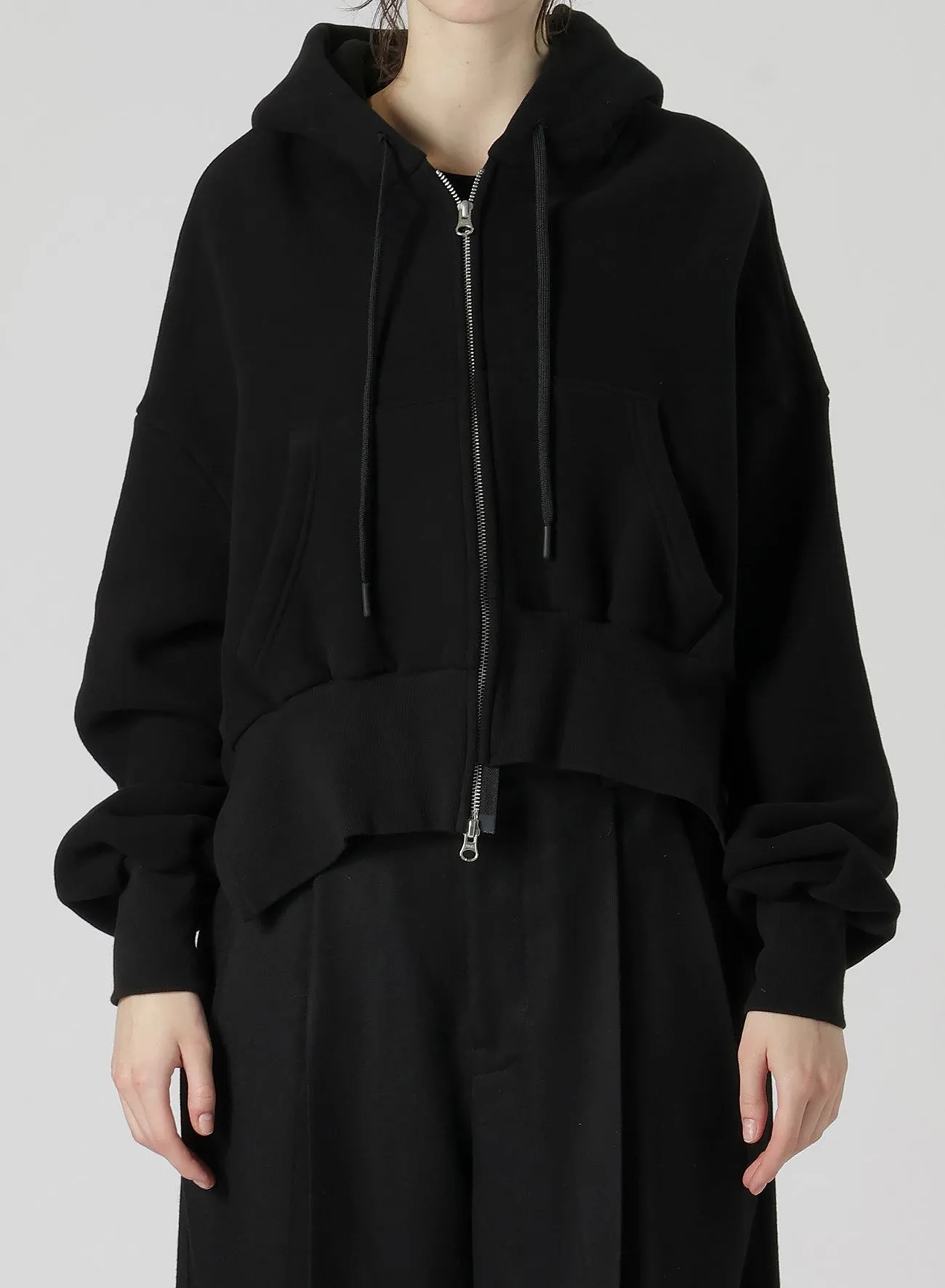 Liy/C BLUSHED FRENCH TERRY R-UNBALANCE HOODIE