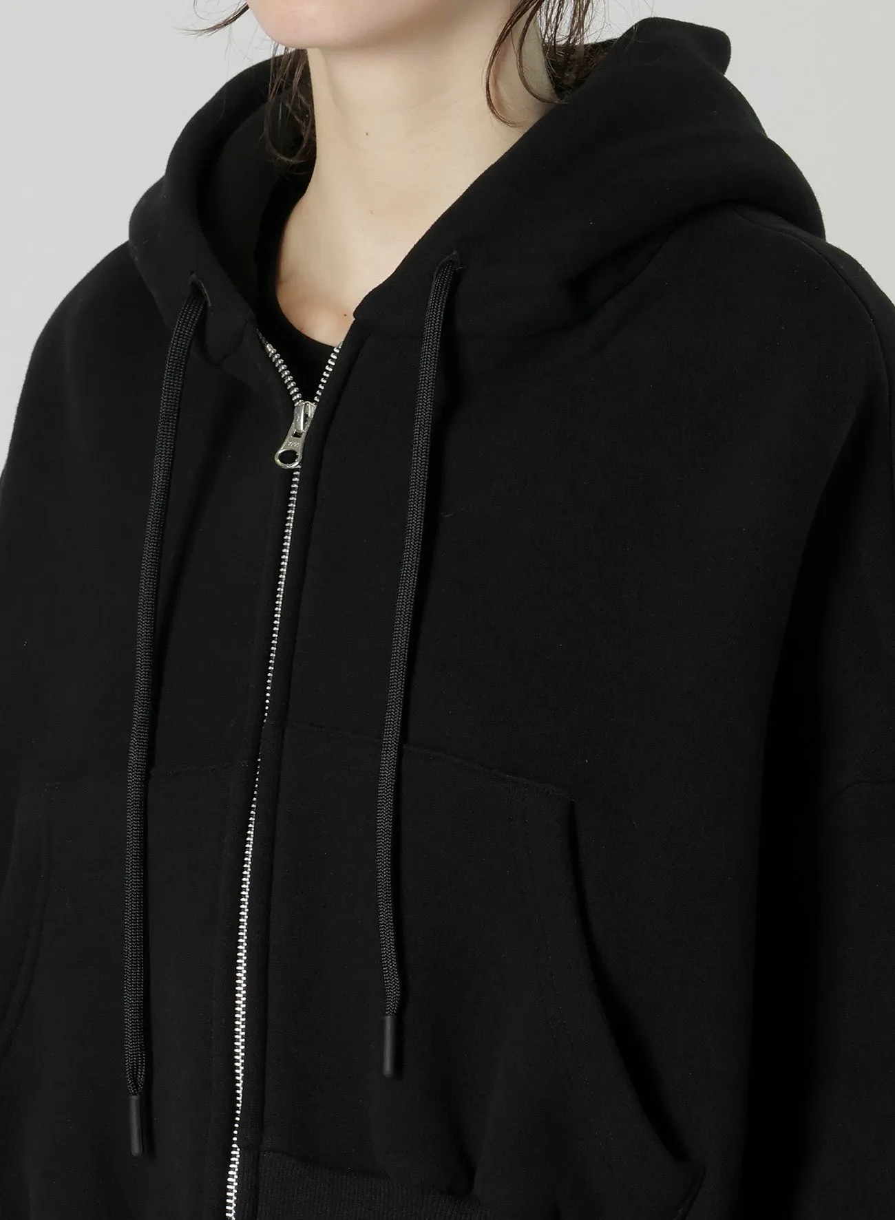 Liy/C BLUSHED FRENCH TERRY R-UNBALANCE HOODIE