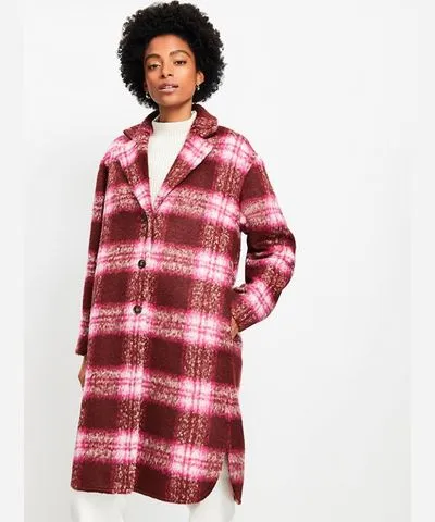 Loft Tall Plaid Boucle Modern Coat