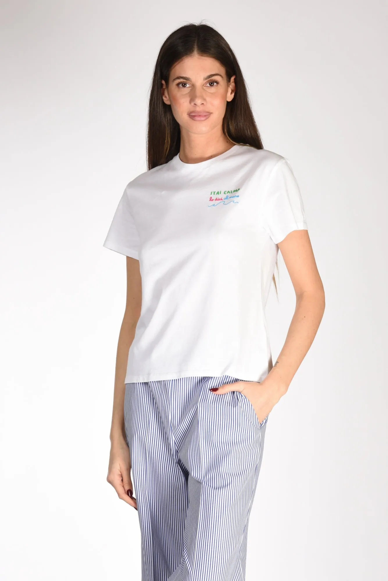 Mc2 Saint Barth Tshirt Scritta Bianco Donna