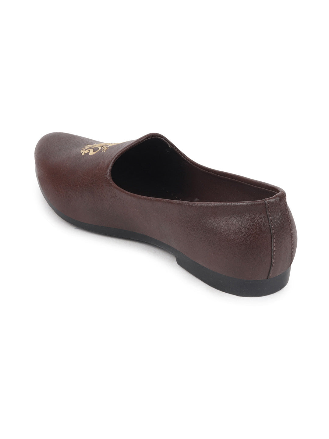 Men Dark Brown Ethnic Embroidered Juttis and Mojaris