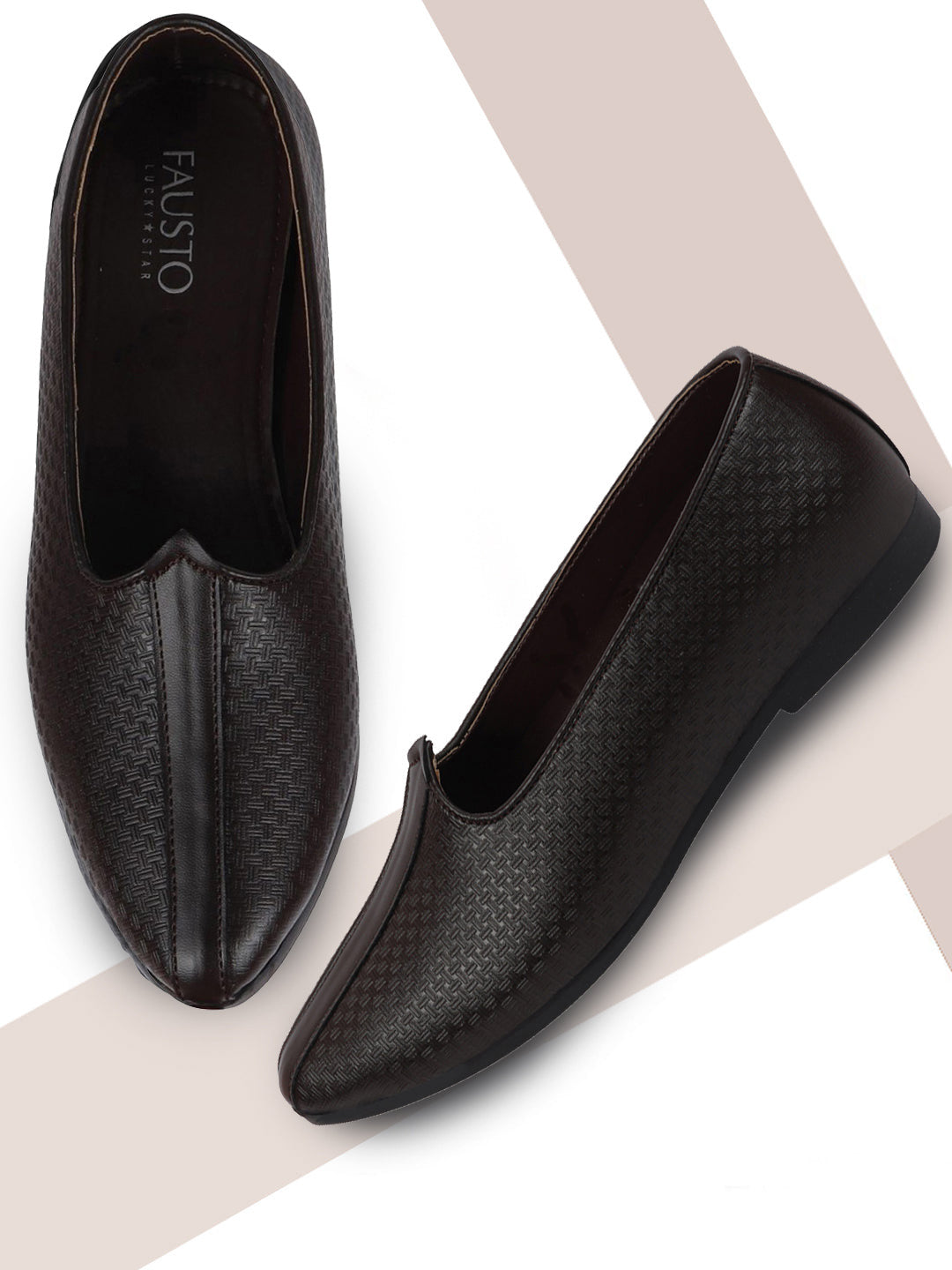 Men Ethnic Brown Slip On Juttis and Mojaris