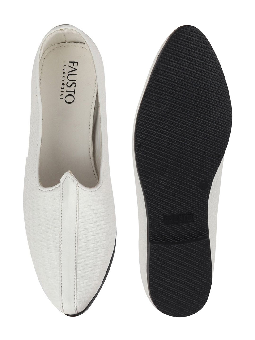 Men Ethnic White Slip On Juttis and Mojaris