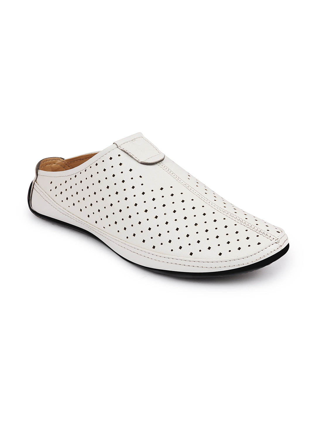 Men White Ethnic Wedding Party Back Open Slip On Juttis and Mojaris