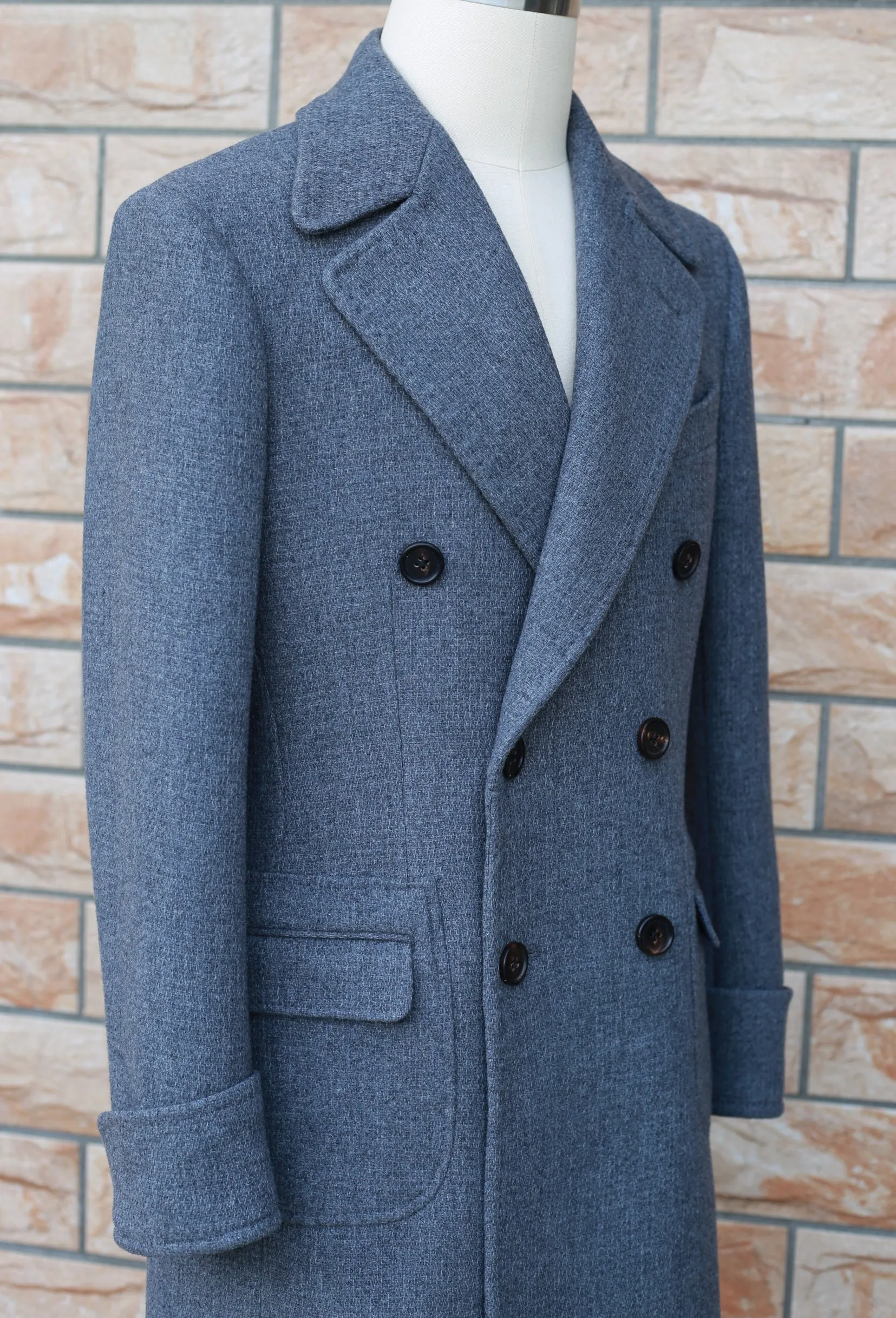 Men's Wool Double Breasted Polo Coat