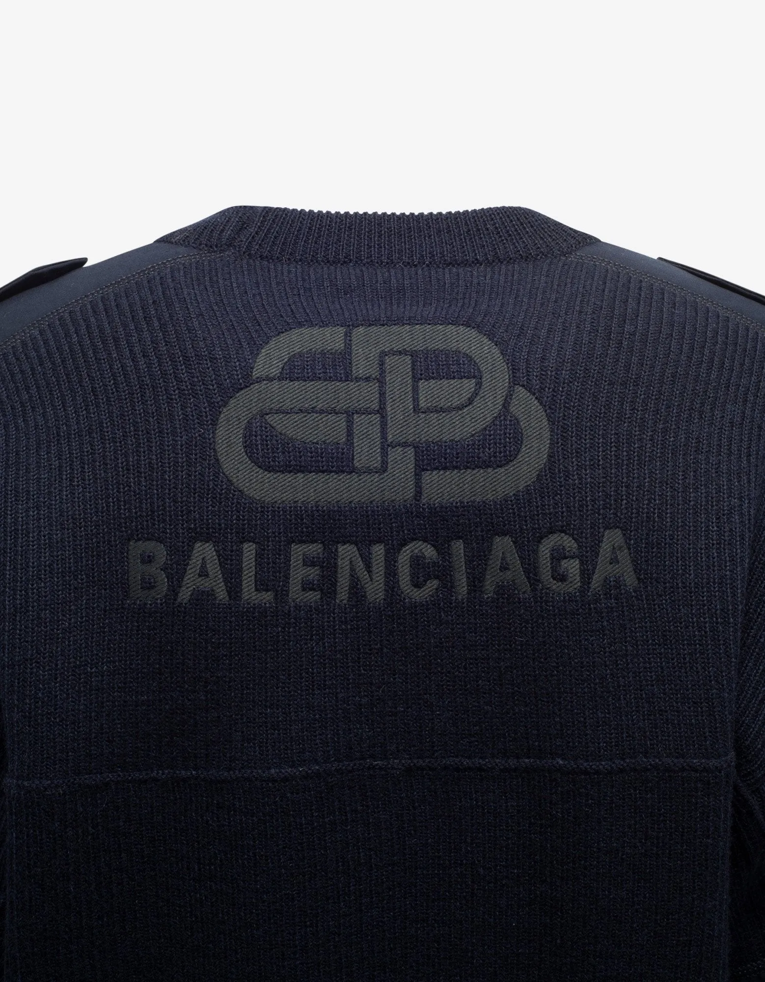 Navy Blue Logo Panelled Sweater