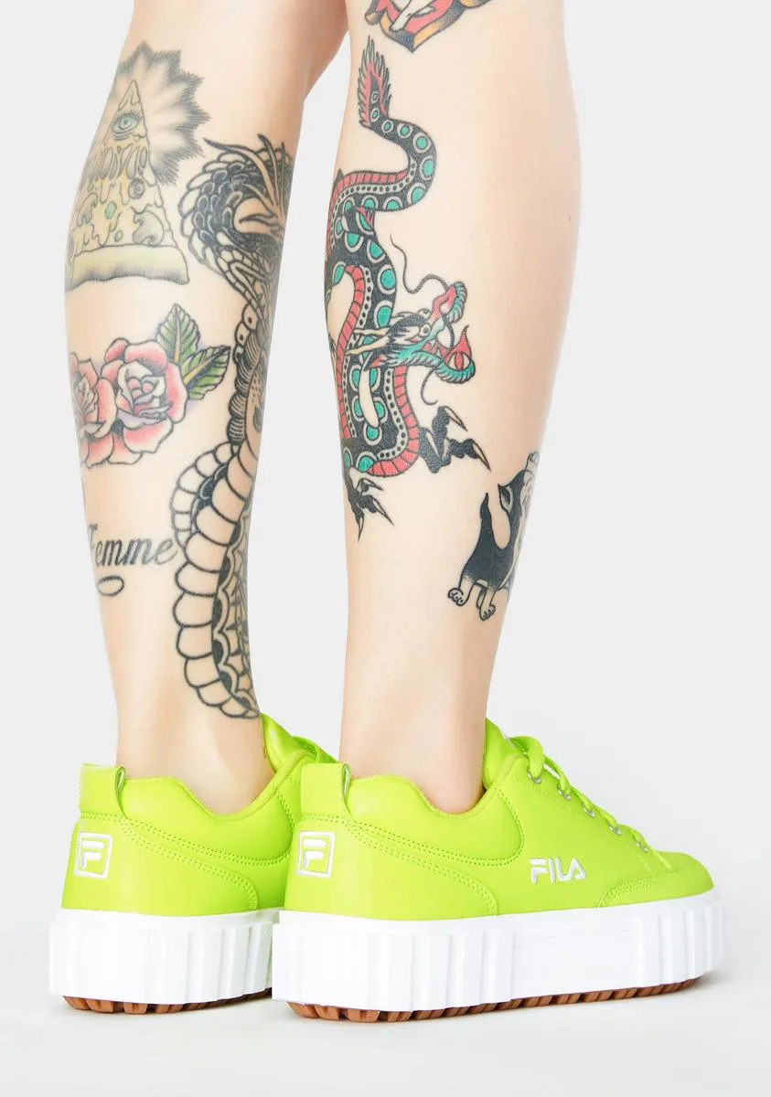 Neon Yellow Sandblast Low Sneakers-