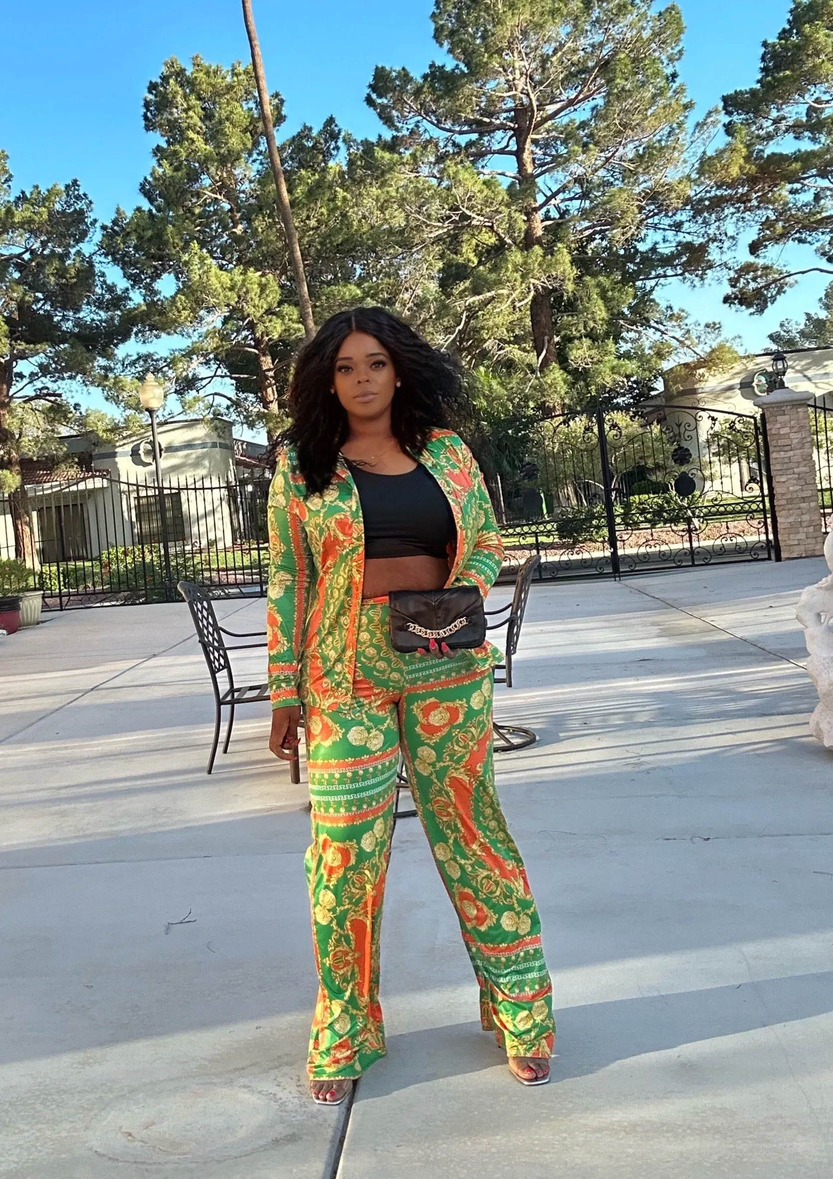 Orange & Green + plus size 2pcs set